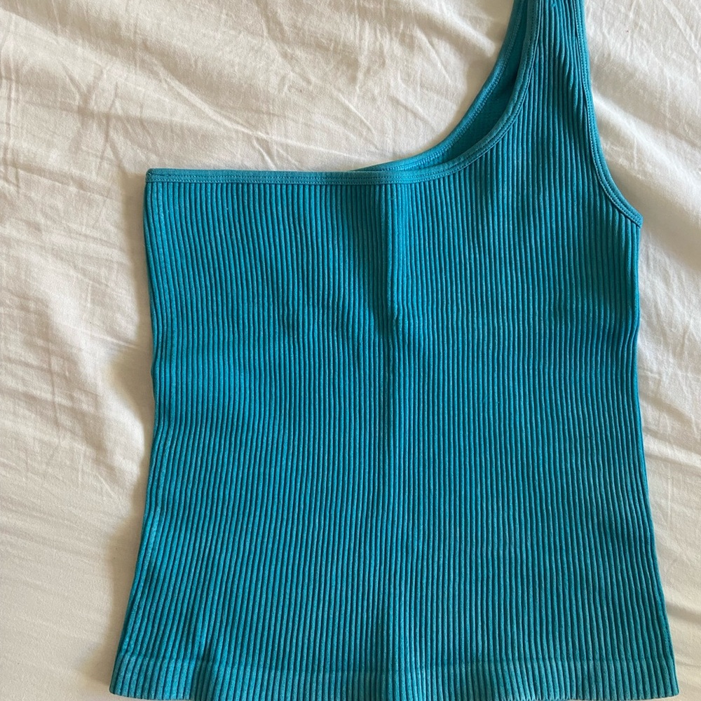 Teal One Shouldered Top - Picture 1 of 3